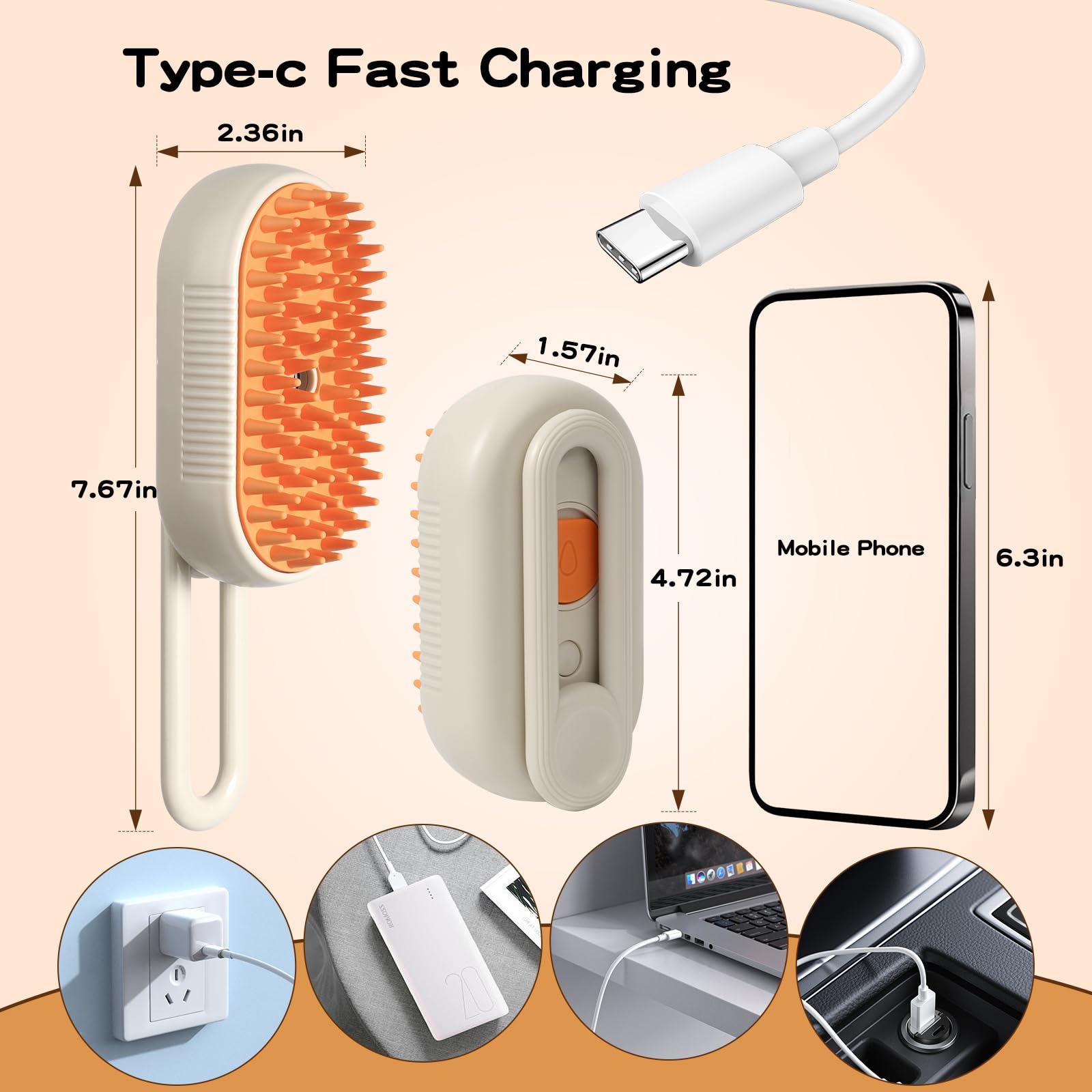 Zanthoxa Cat Steam Brush detachable head rinses quickly for easy hygiene.
