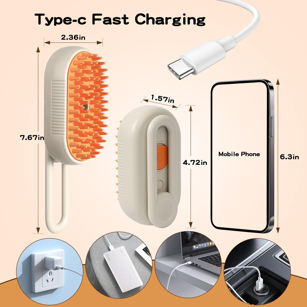 Zanthoxa Cat Steam Brush detachable head rinses quickly for easy hygiene.