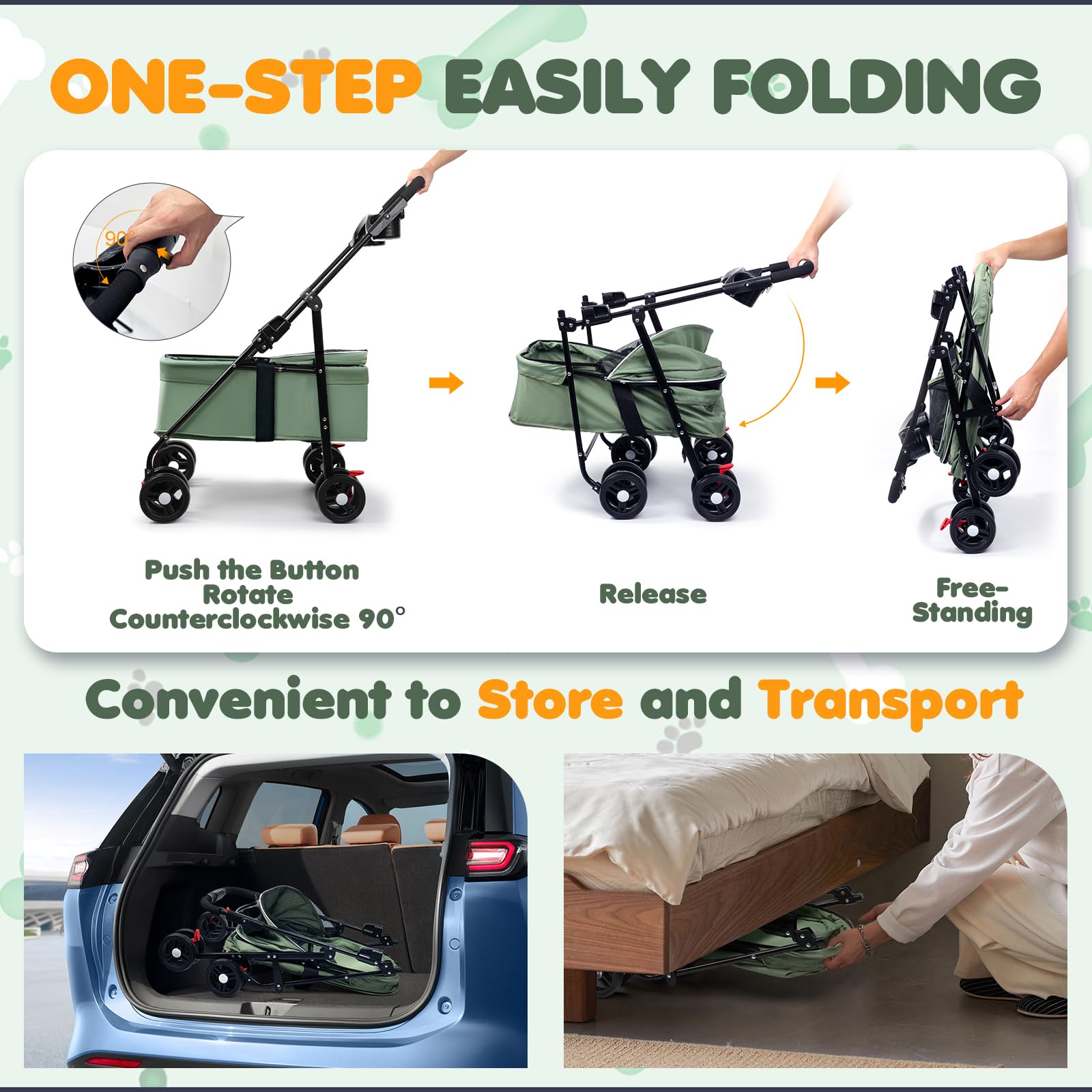 Zanthoxa pet stroller 360 swivel front wheels enable easy maneuvering in tight spaces.