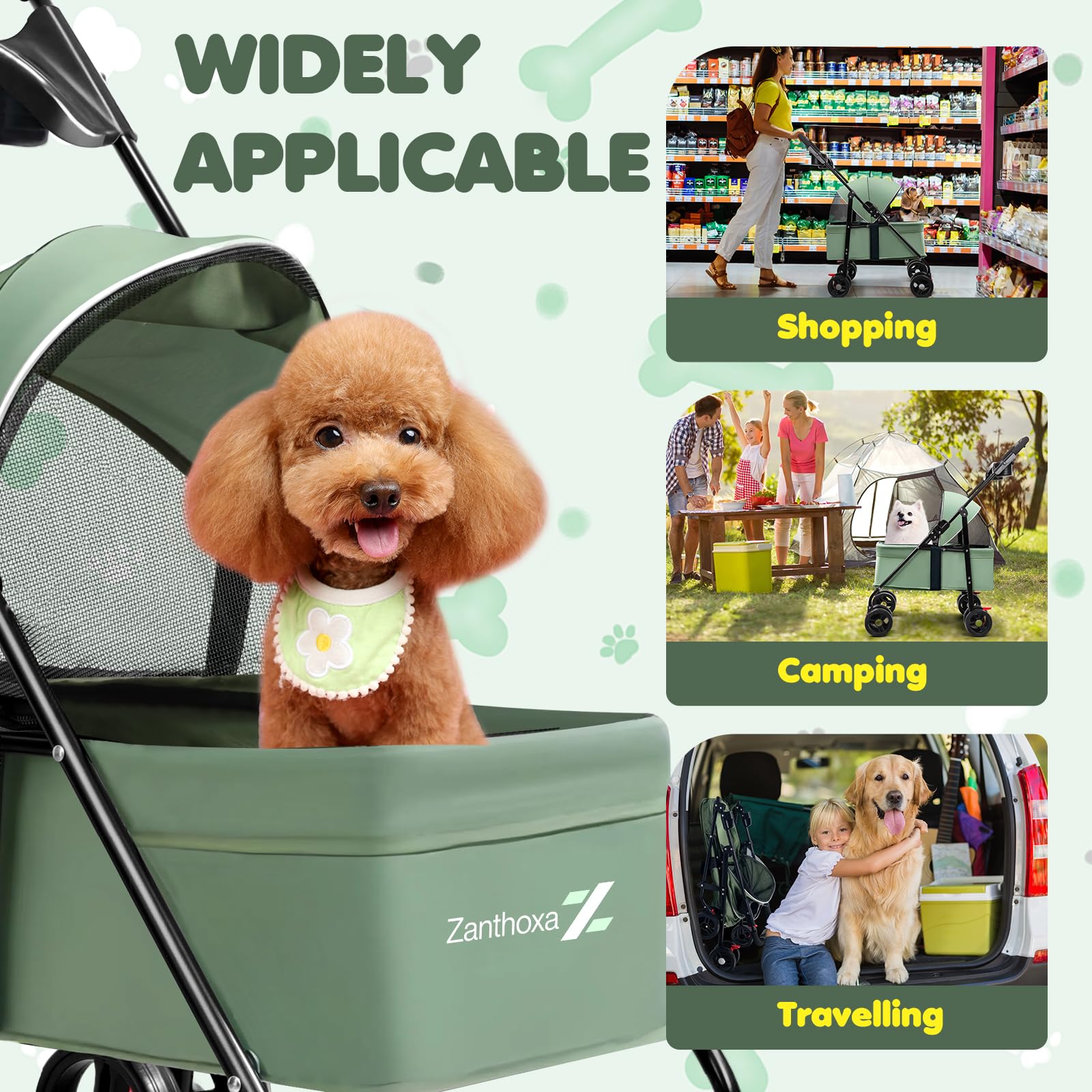 Zanthoxa pet stroller tool-free assembly for quick setup in minutes.
