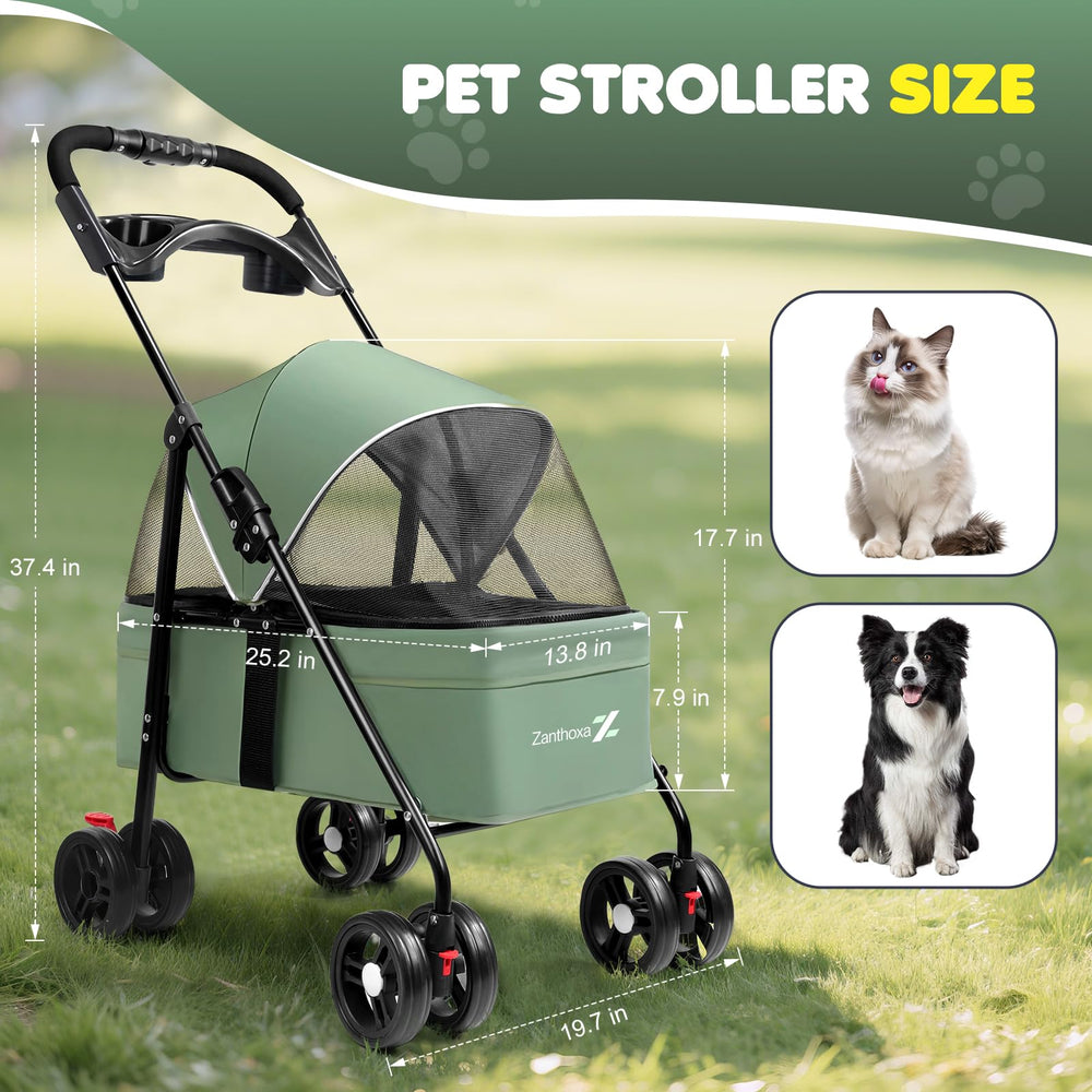 Zanthoxa pet stroller ultra-light frame enables effortless lifting and one-handed transport.