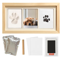 ZAPVLVT paw-print-impression-kit wooden frame close-up, ideal for a lasting pet memorial.