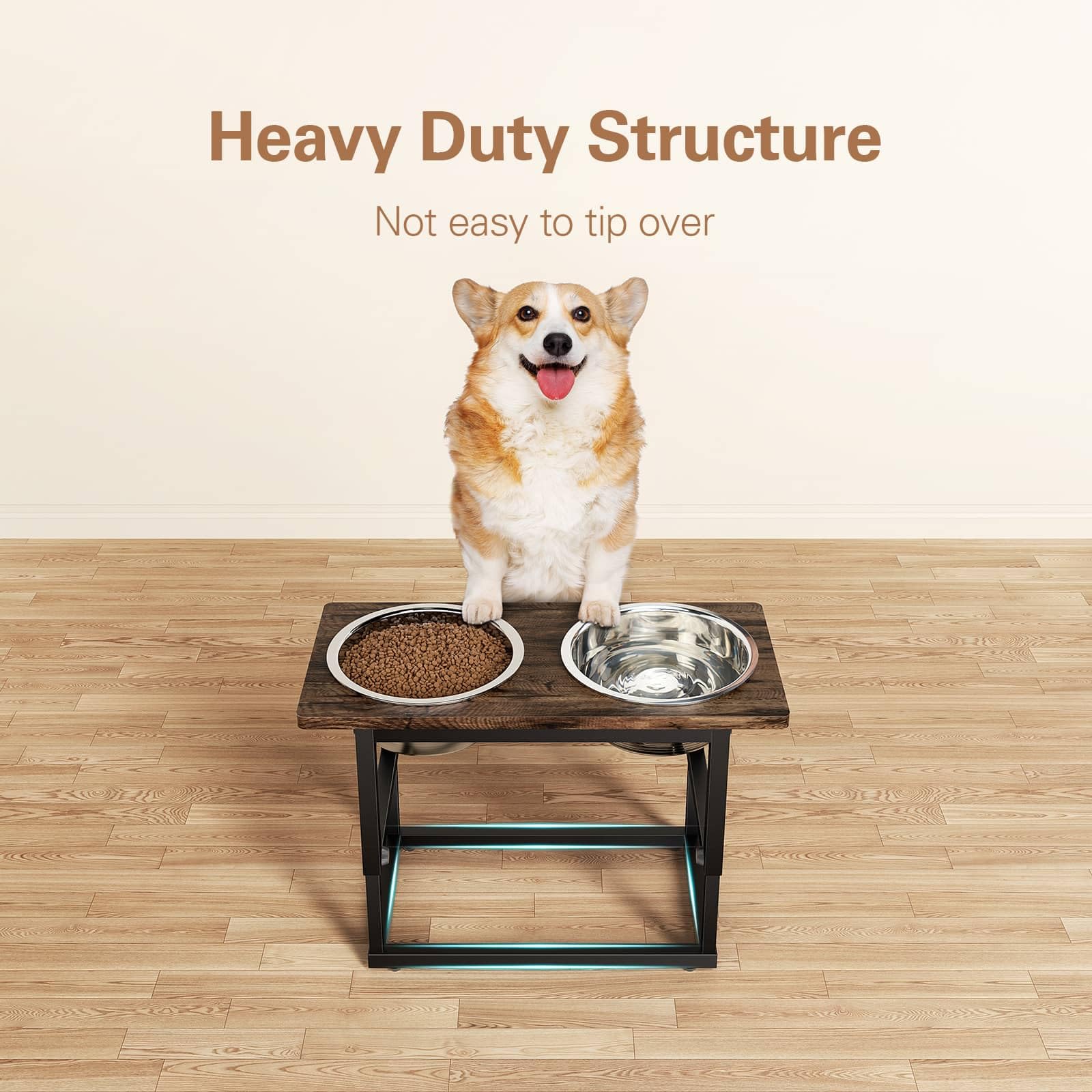 Zarler elevated dog bowls at 17.3 inch height enable comfortable feeding for X-Large breeds.