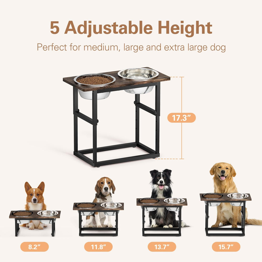 Zarler elevated dog bowls at 11.8-inch height suits mid- to large-breed meals.