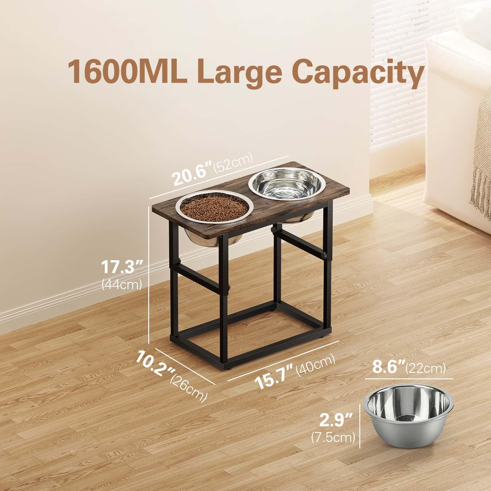 Zarler elevated dog bowls at 15.7-inch height improves feeding posture for tall dogs.
