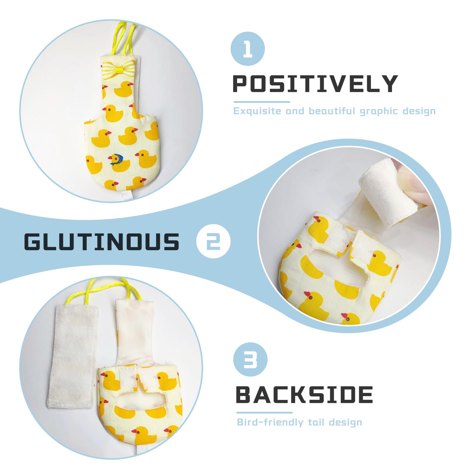 Zaruatu diaper size 2.8x5.5 inches shows compact footprint for varied bird shapes.