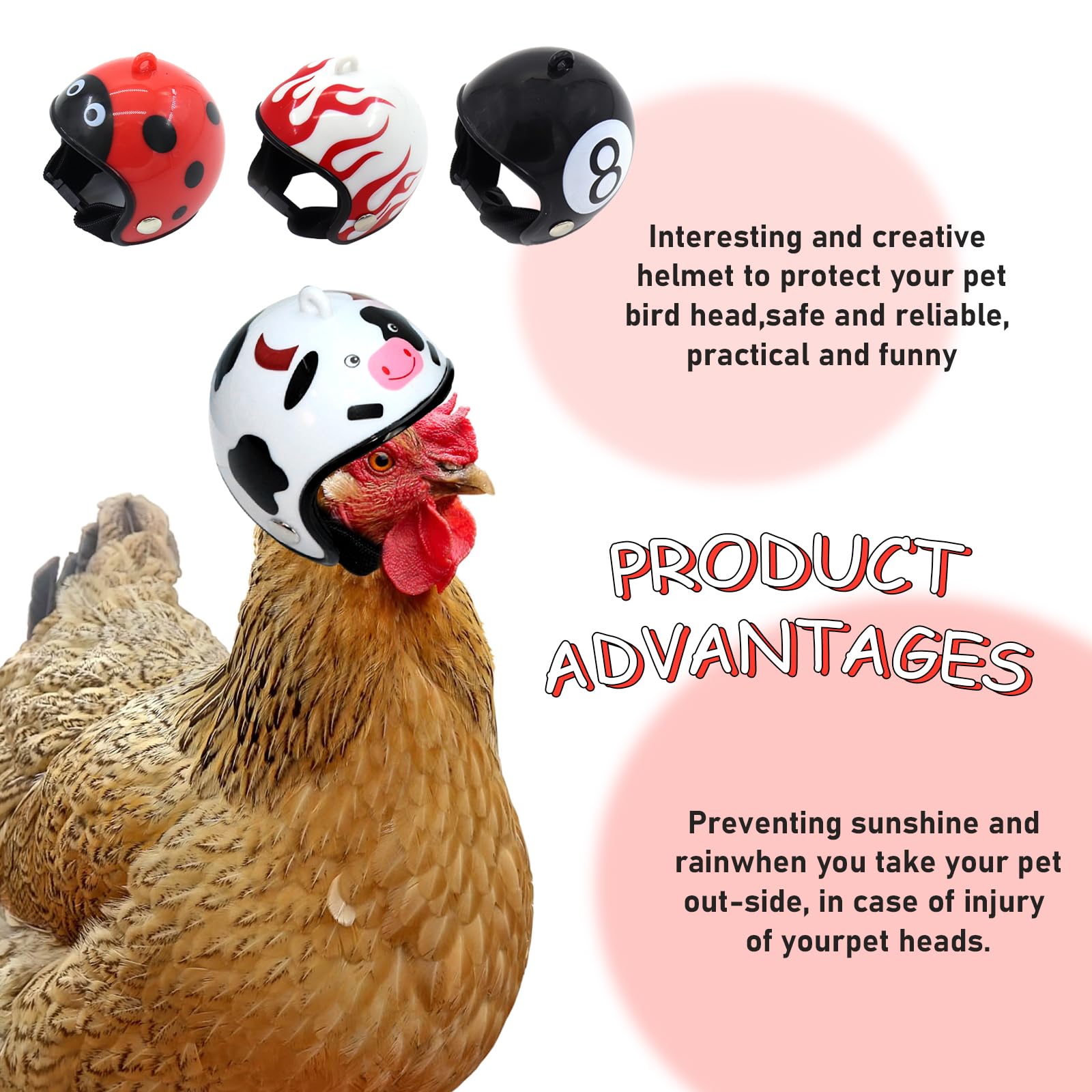 Zaruatu chicken helmet cute-design adds charm for parties and pet showcases