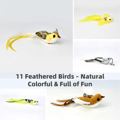 ZAYLUMO replacement head featuring natural feathers for tactile exploration.