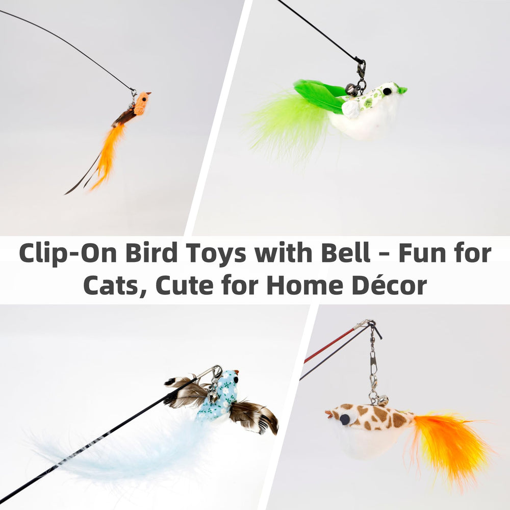 ZAYLUMO jingling bell on bird teaser enhances attention during indoor play.
