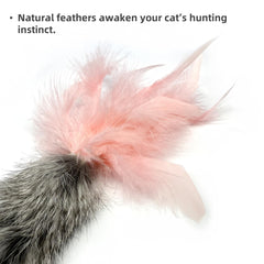 ZAYLUMO carrot toy feathers closeup shows fluttering feathers for hunting-like fun