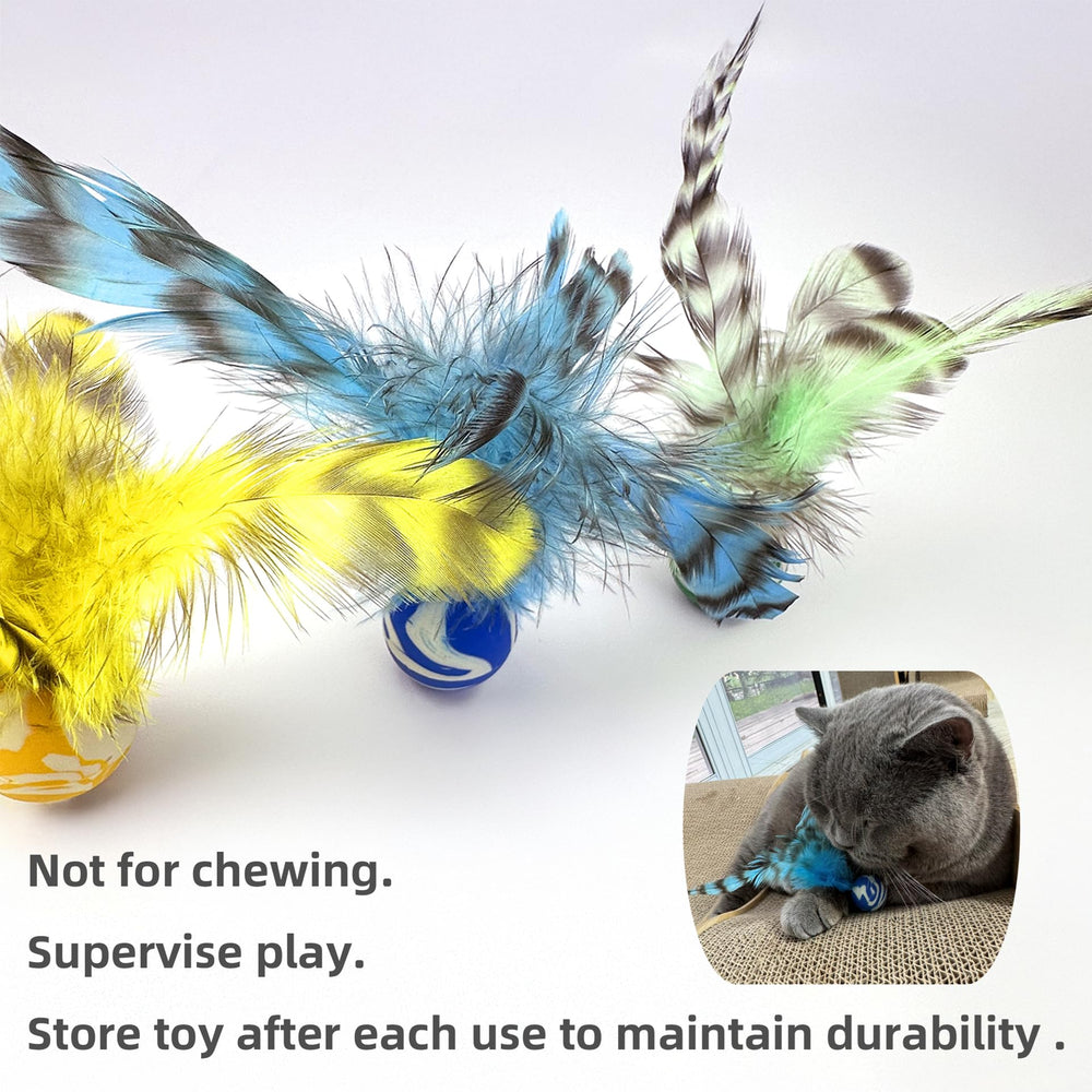 ZAYLUMO Feather Ball closeup rubber - shows texture and safe-chew design for indoor use