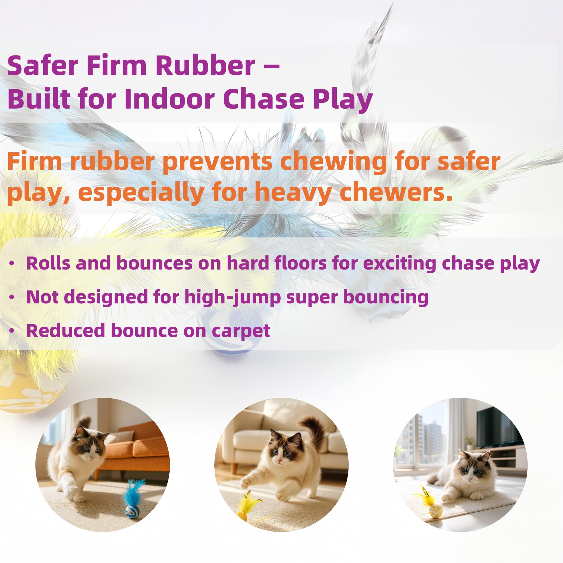 ZAYLUMO Feather Ball in-use - ideal for playtime with humans guiding the action