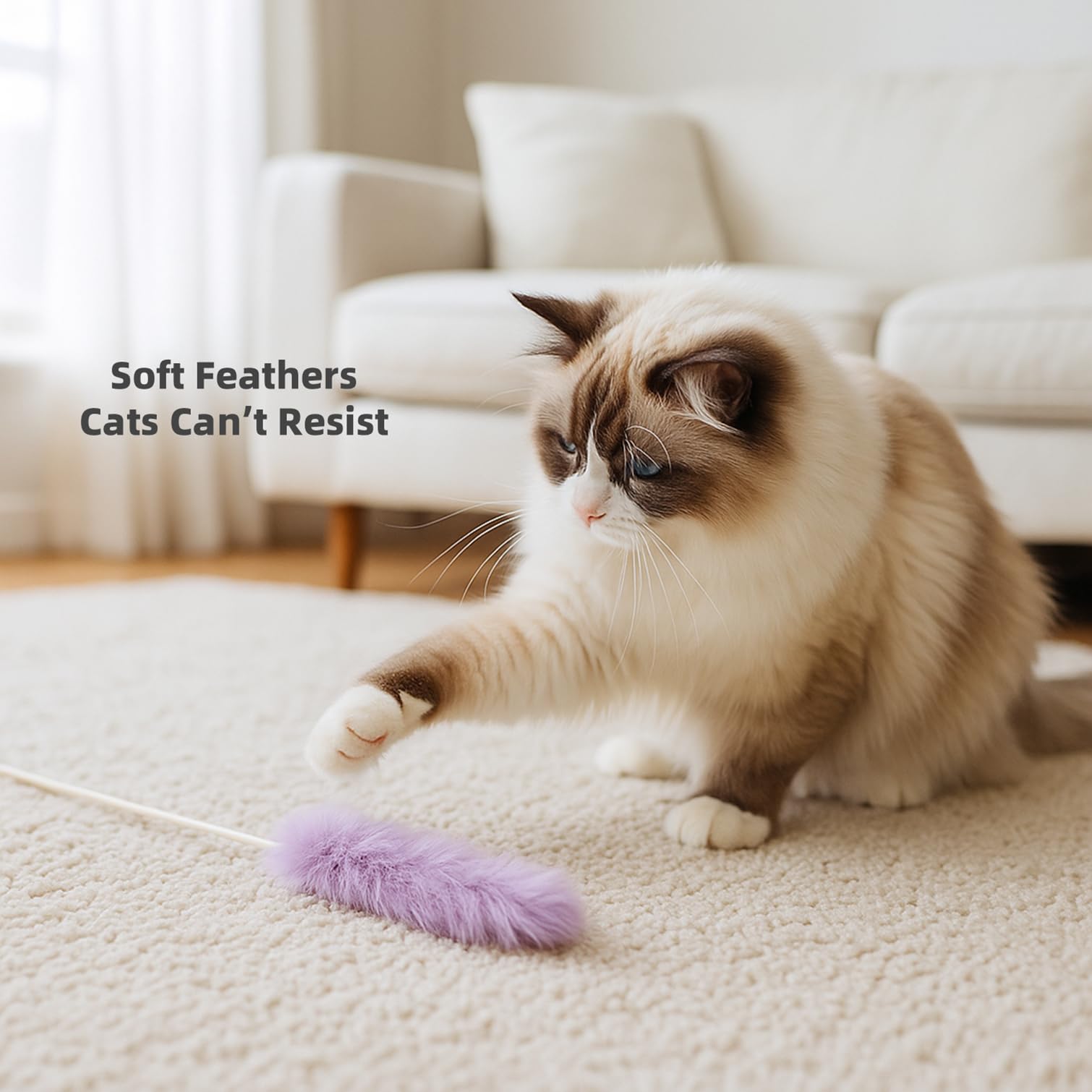 ZAYLUMO rabbit fur cat toys colorful fur attachments brighten indoor spaces