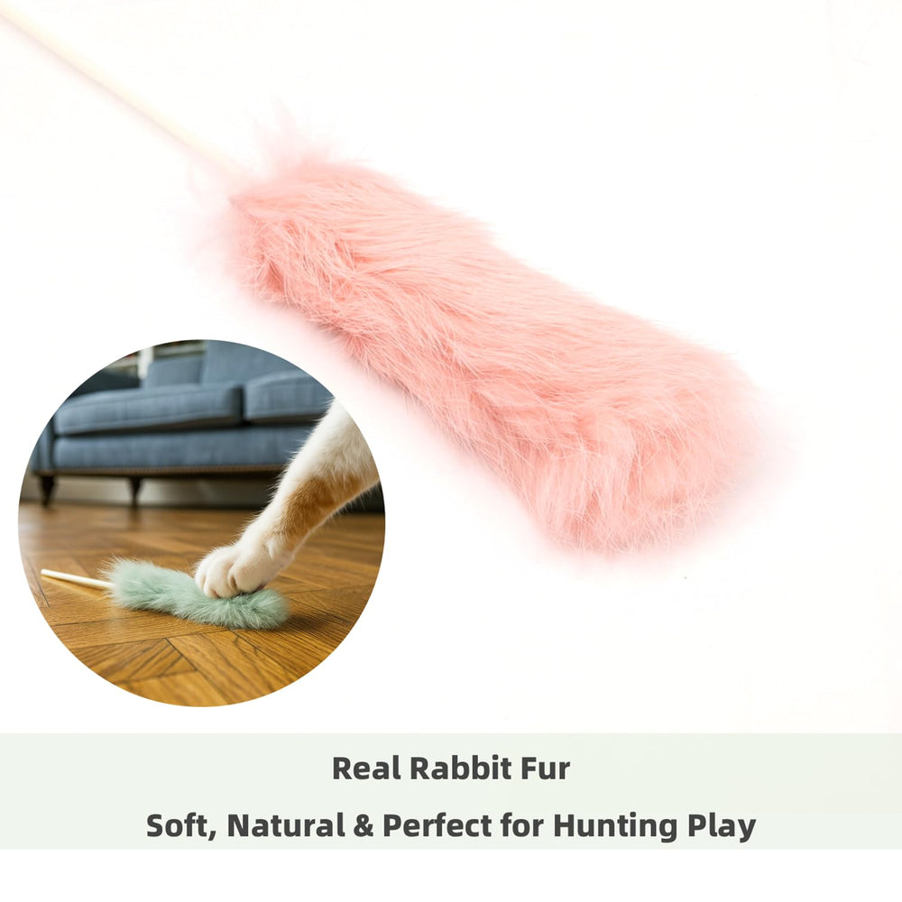 ZAYLUMO rabbit fur cat toys fur attachments spark pursuit during focused play sessions