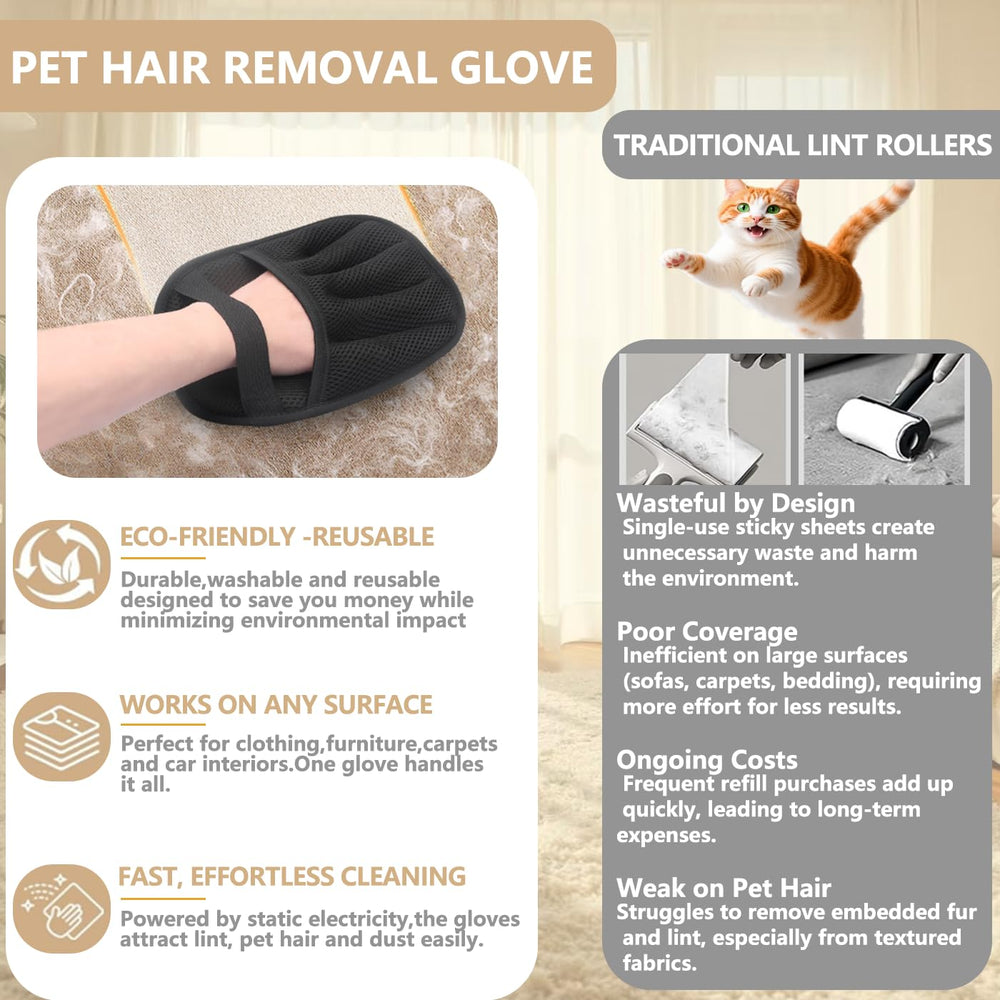 ZAYNSH pet hair removal glove in motion cleans surfaces quickly