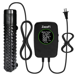 ZazaFi aquarium heater 300W with external digital display showing precise water temperature for easy monitoring.