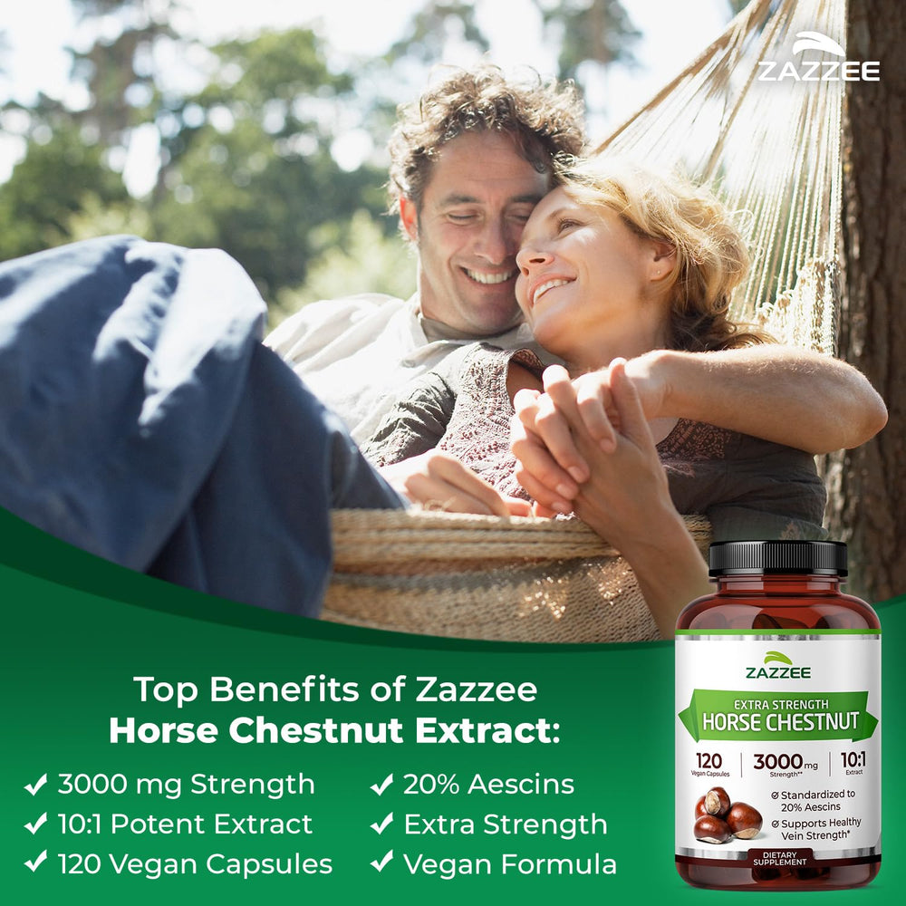 Zazzee label-closeup highlighting Aescins standardization and vegan formula