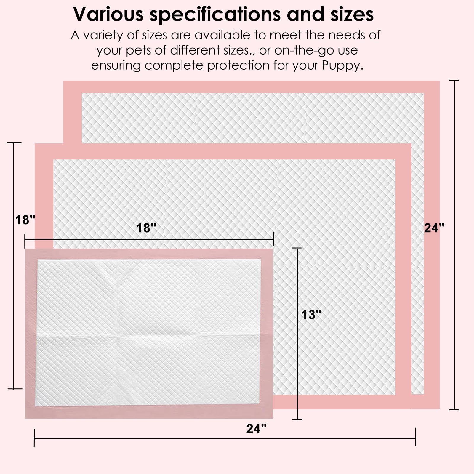 Zdolmy Pink Puppy Pee Pad 24x24 features attractant layer supports easier house training.