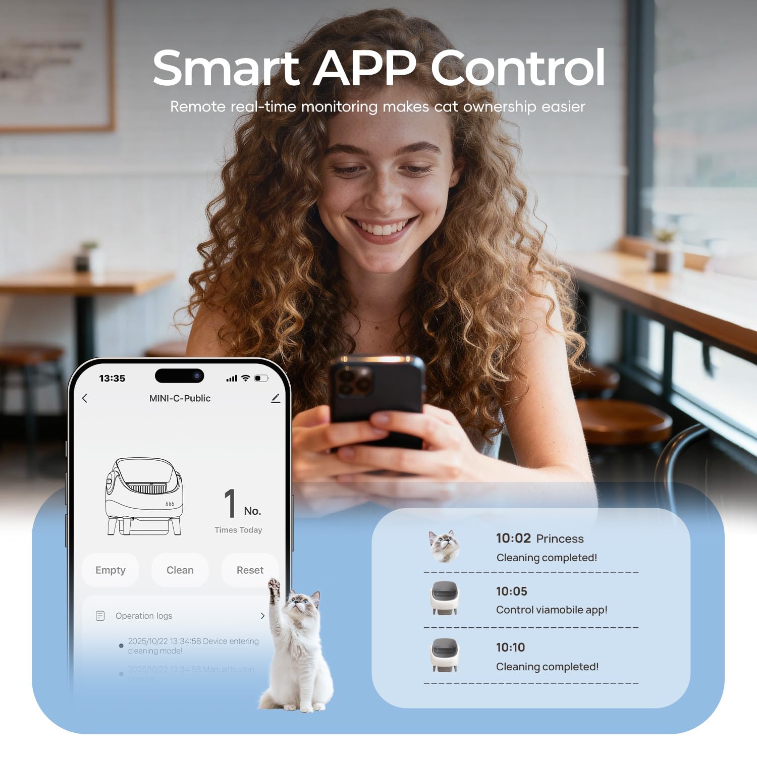 ZeaCotio app control dashboard for remote monitoring and settings.