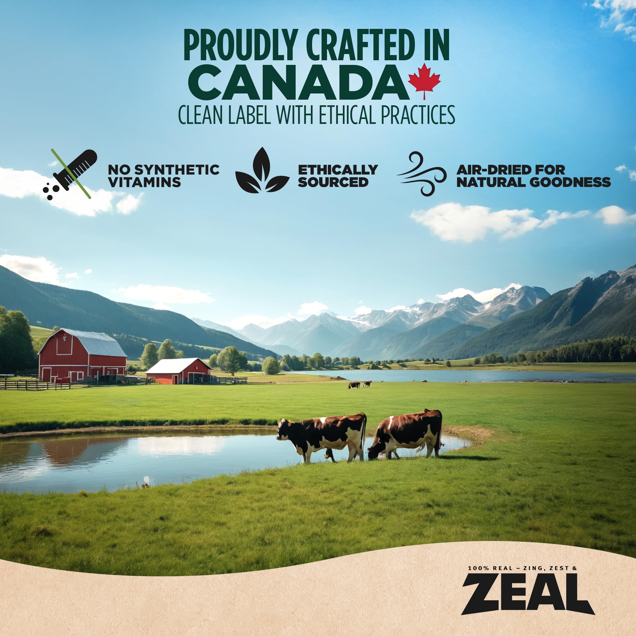 ZEAL Canada Air-Dried Beef Recipe kitchen-scene image highlights sustainable sourcing and quality control.