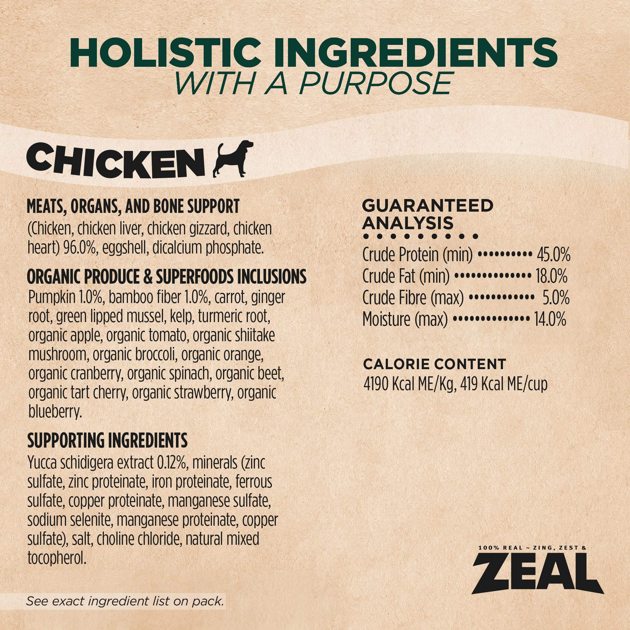 ZEAL Canada air-dried chicken dog bowl serving shows convenient meal or topper for meals.