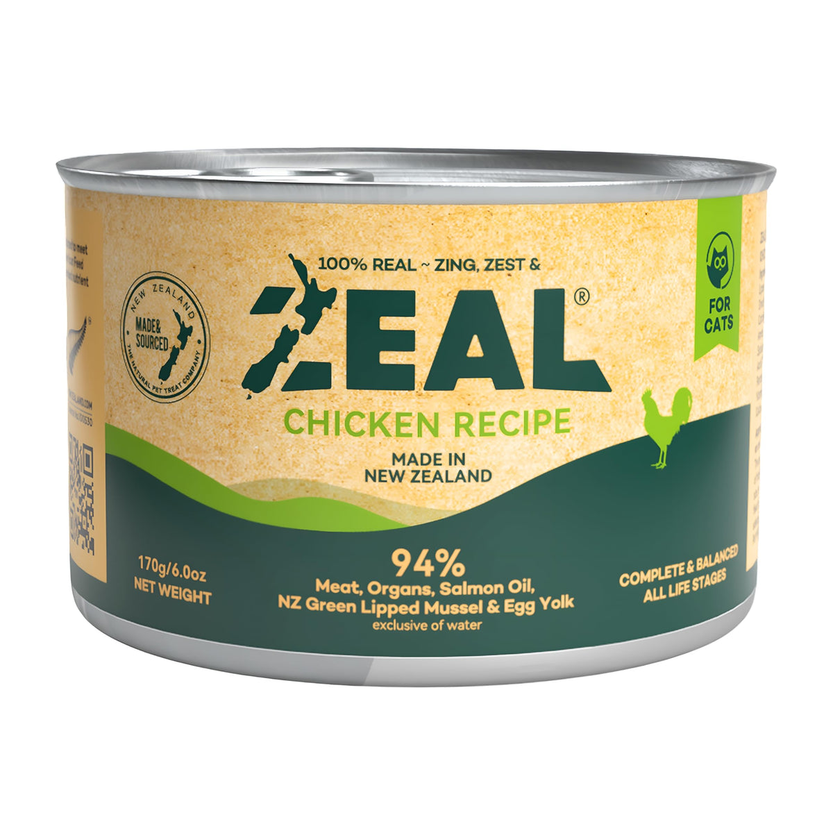 ZEAL wet cat food chicken in bowl close-up supports lean muscle with high-quality protein