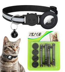 Zease apple-airtag-cat-collar-reflective-black boosts night visibility for safer walks.