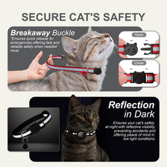 Zease apple-airtag-cat-collar-removable-bell-black adds audible alerts for indoor/outdoor use.