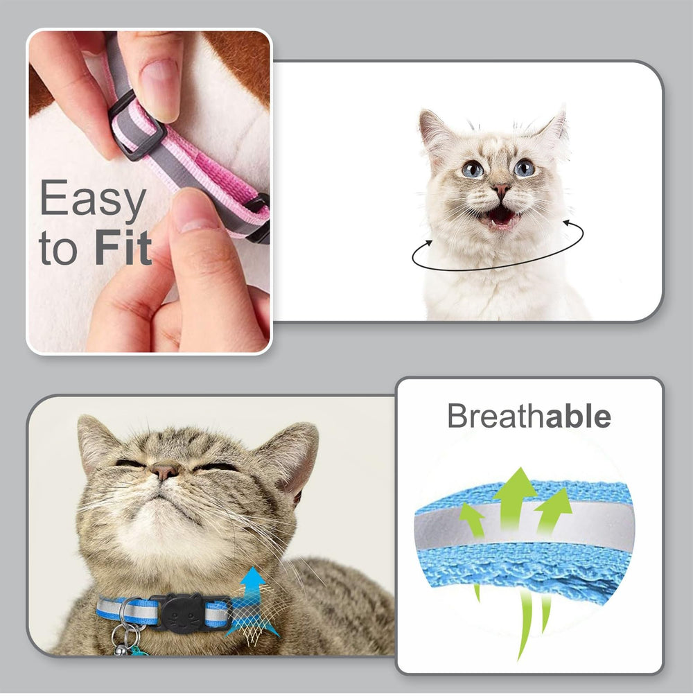 Zease cat-collar-kitten-fit-closeup-black shows adjustable 6–13 inch range for kittens.