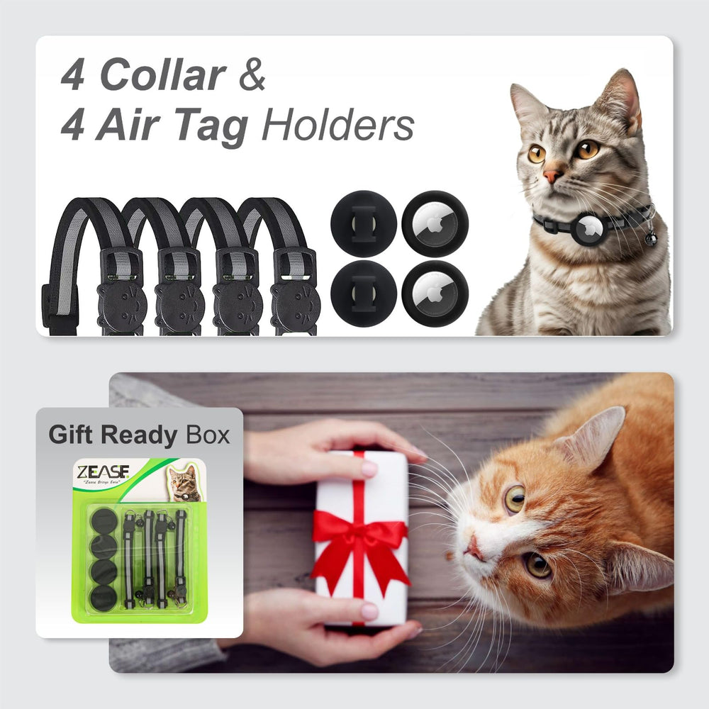 Zease cat-collar-night-visibility-wide-black highlights reflective safety at dusk walks.