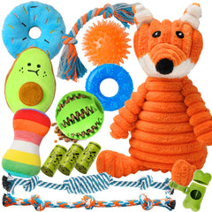 Zeaxuie fox-squeaky plush toy for small dogs, boosts interactive play