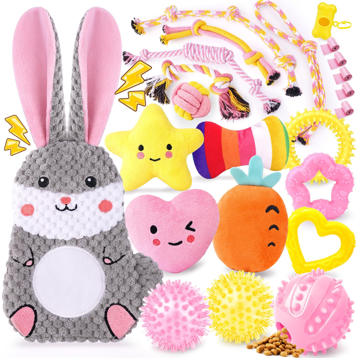 Zeaxuie 23-pack pink puppy toys collection for small dogs