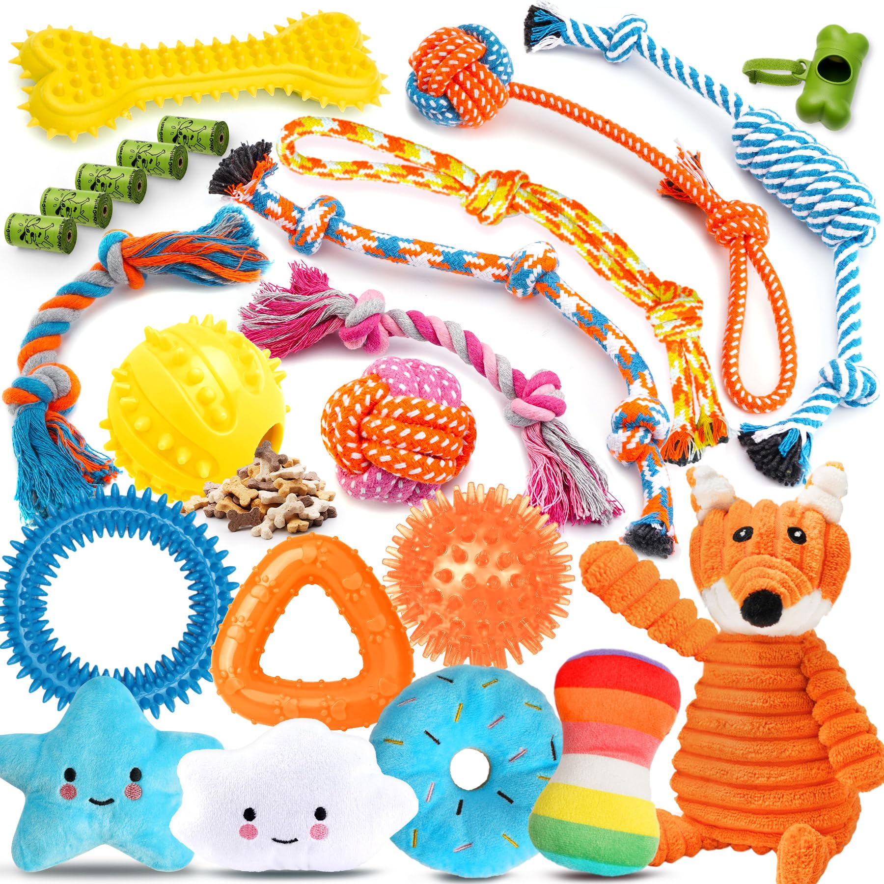 Zeaxuie 23-pack teething toys for small dogs encourage playful learning and teething relief.