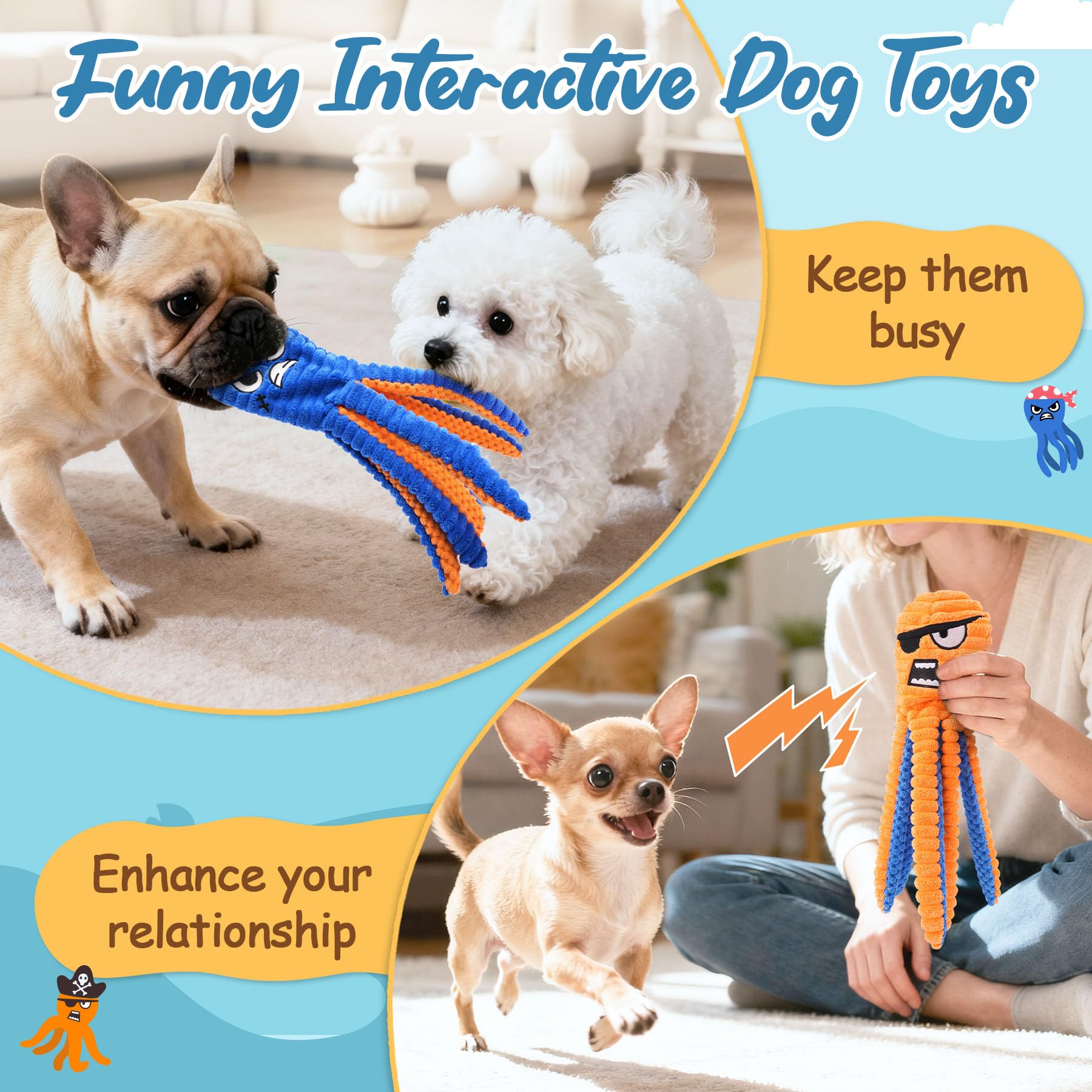 Juego interactivo de pulpo con seis tentáculos para tirar y atrapar, Zeaxuie.