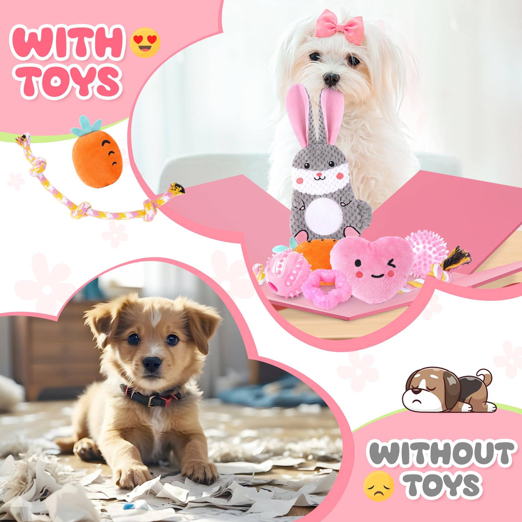 Zeaxuie Pink Puppy Toy Dog Bags Roll enables quick cleanup.