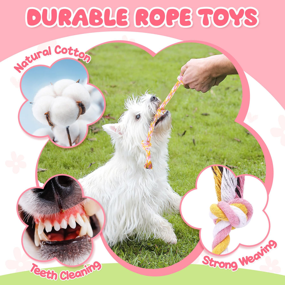 Zeaxuie Pink Puppy Toy Rope promotes tug‑of‑war and bonding.