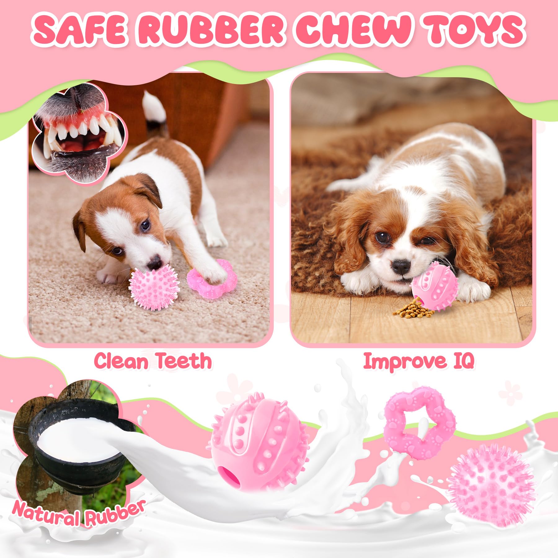 Zeaxuie Pink Puppy Toy Treat Ball encourages problem solving.