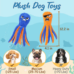 Pulpo Zeaxuie con sonajero y crujido para perros, fomenta actividad y entretenimiento.