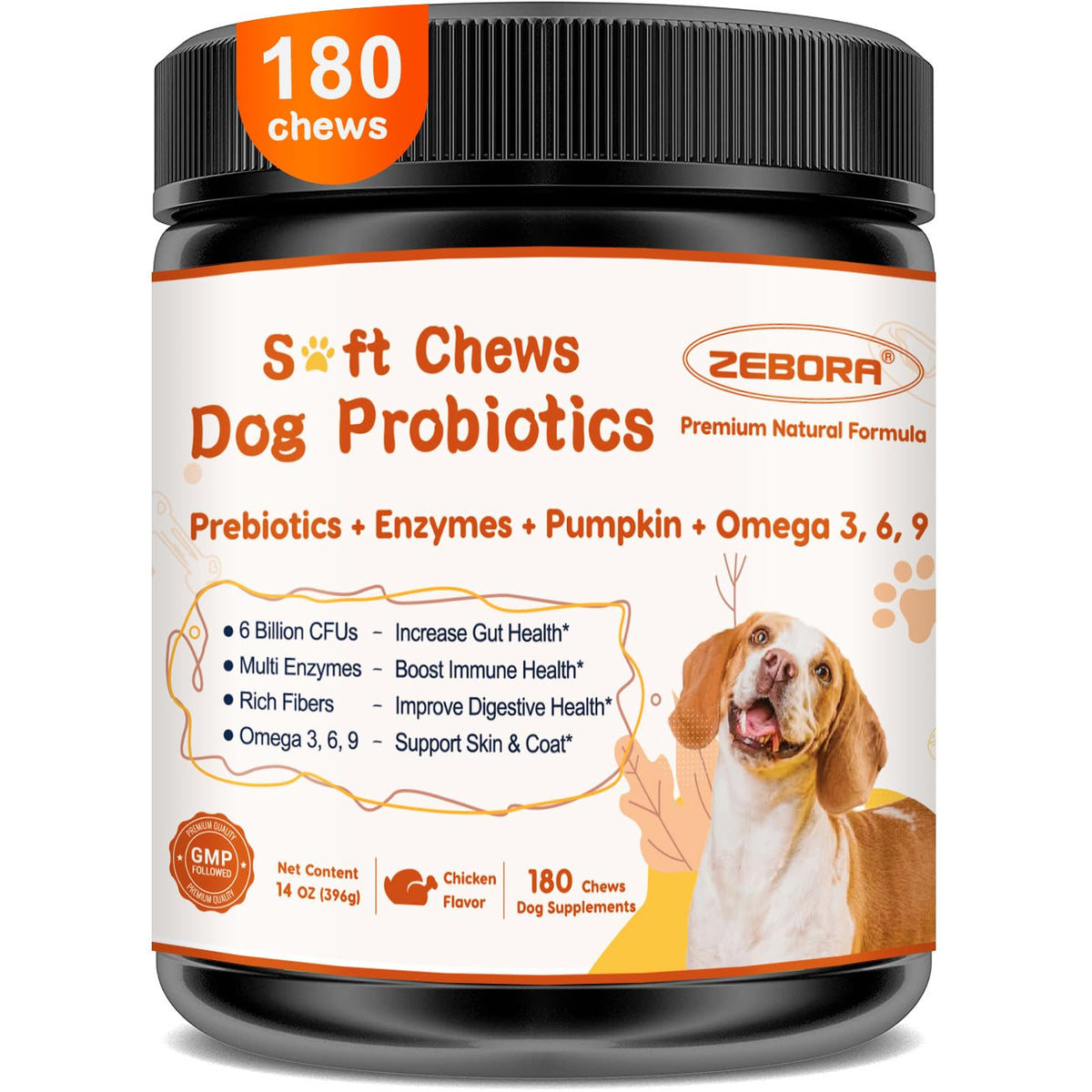 ZEBORA probiotics for dogs treat jar promoting gut health