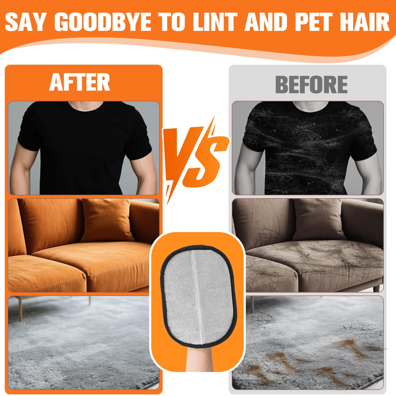 Zehrai Pet Hair Removal Glove works on sofas, bedding, and car seats.