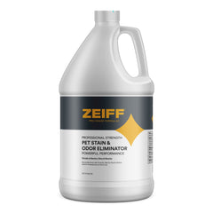 Zeiff Pet Stain & Odor Remover bottle spray shows enzymatic cleaning action for home use