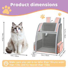 ZEJOROSE cat backpack carrier—side view with dual doors for easy pet access on hikes.