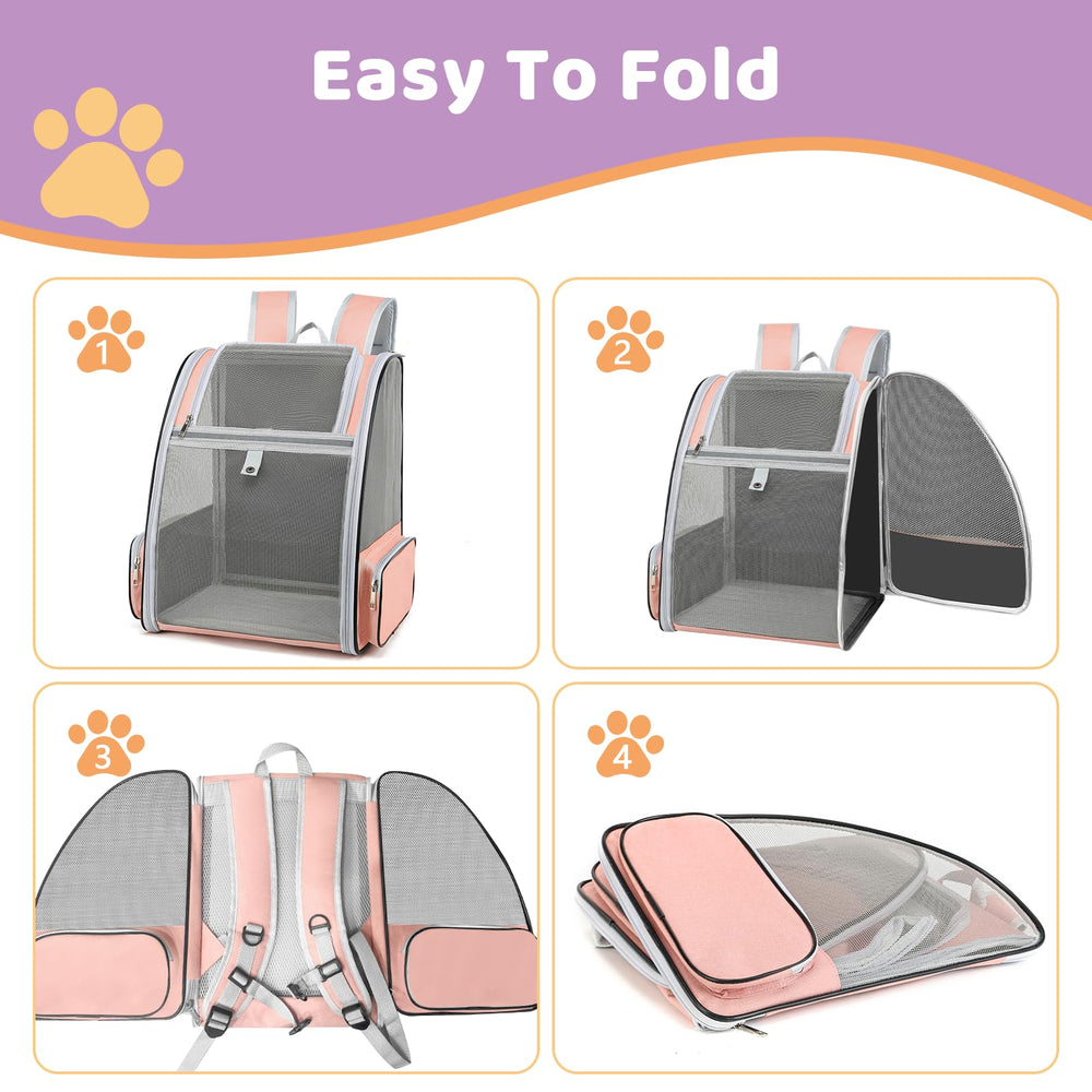 ZEJOROSE cat backpack carrier—side-pocket ready for treats or water on outdoor adventures.