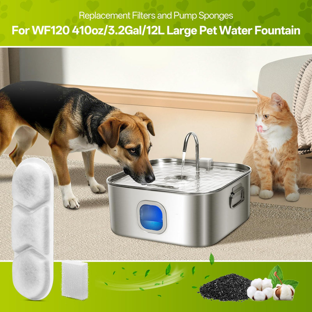 ZEKIRY replacement filters pack-12 provides convenient multi-pet hydration.