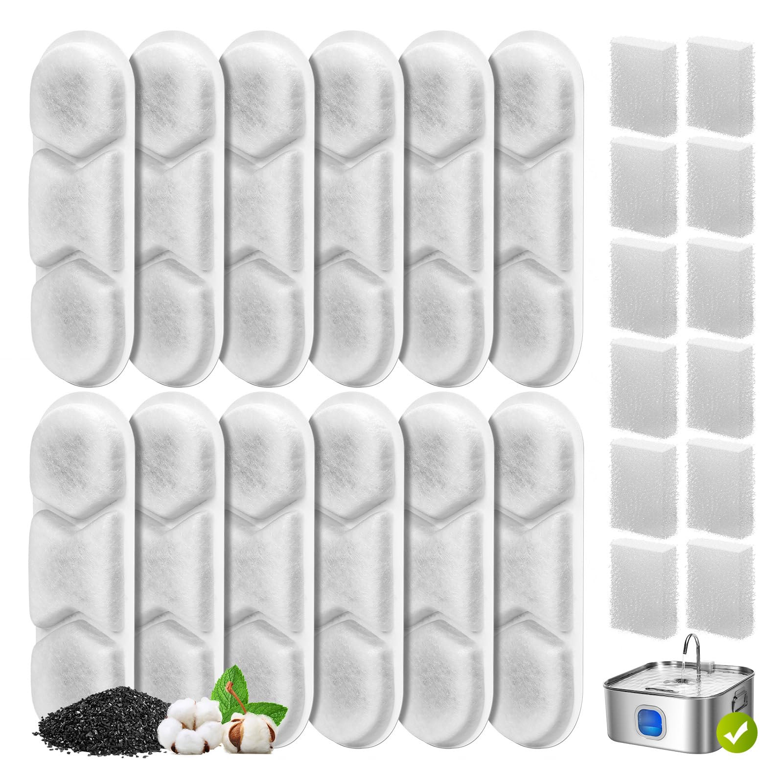 ZEKIRY WF120 large fountain filter 4-layer system for cleaner pet water.