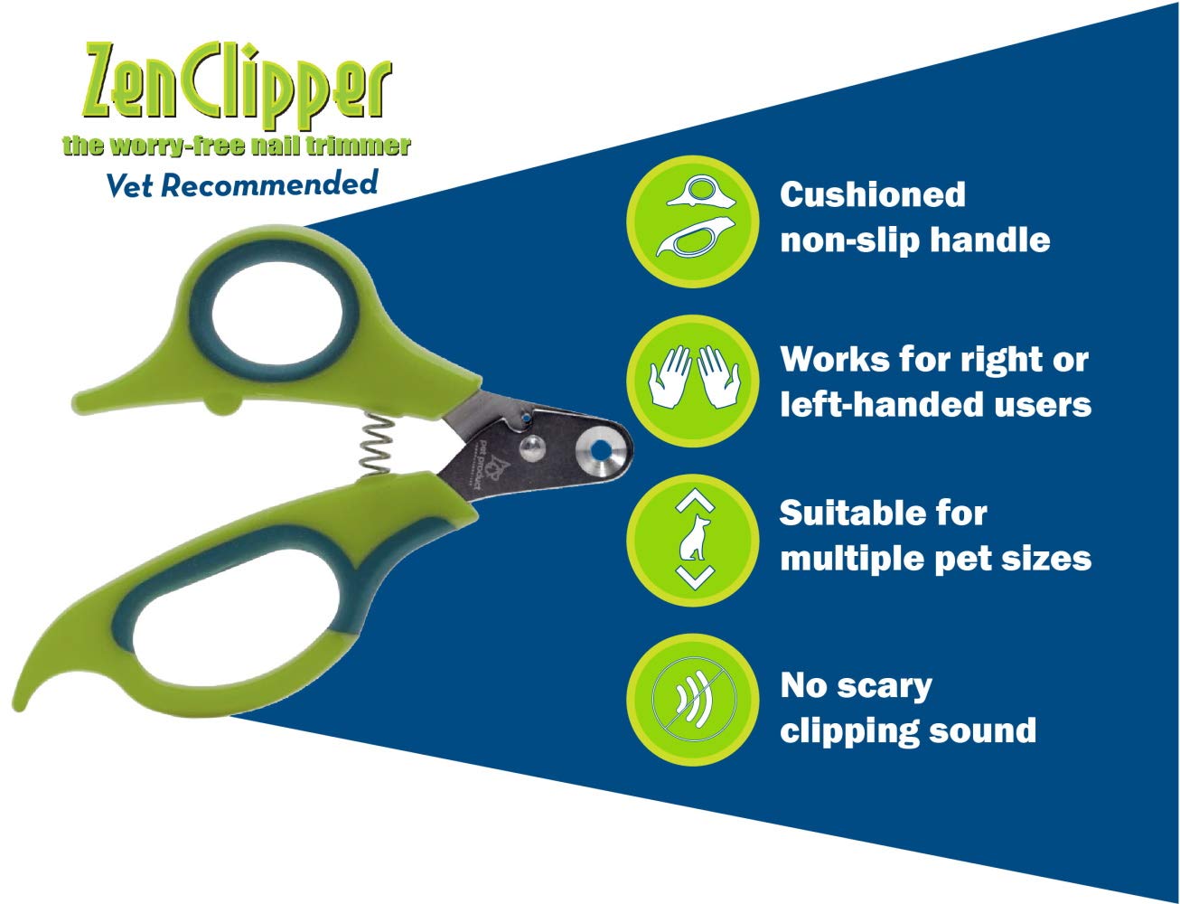 Zen Clipper being used at home for stress-free dog nail trimming.