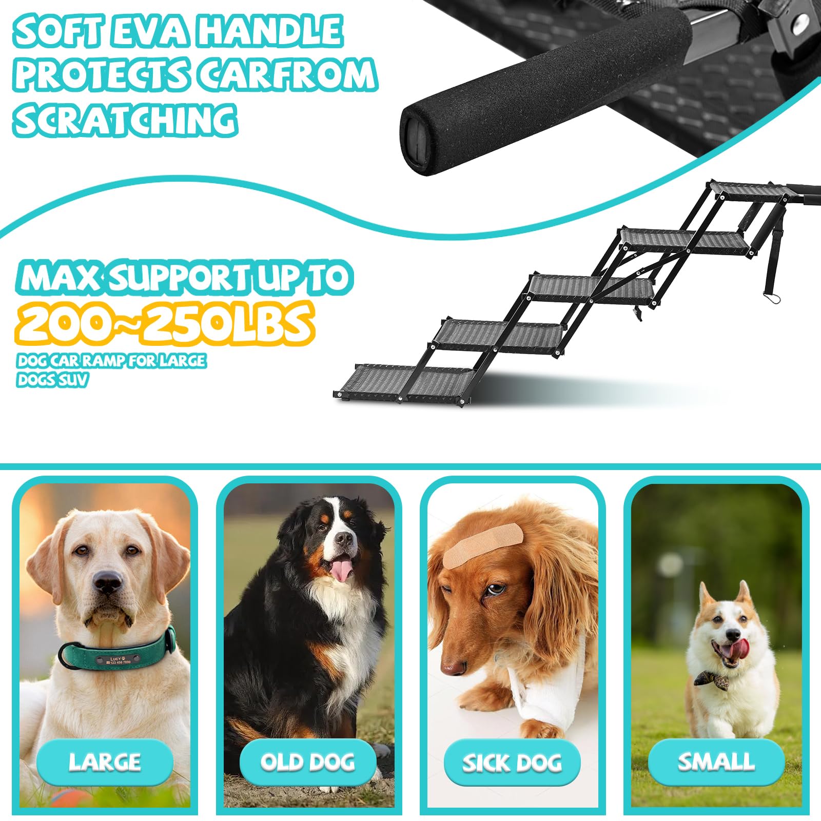 Zendova patented bone-pattern dog stairs non-slip design for confident stepping