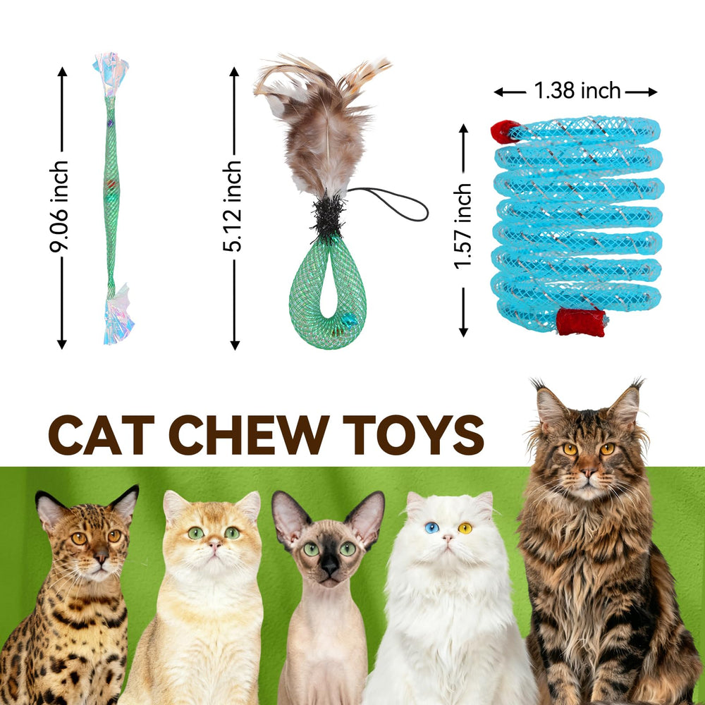 ZENGABIA mesh spring toy—bright visual mesh supports pouncing and self-entertainment.