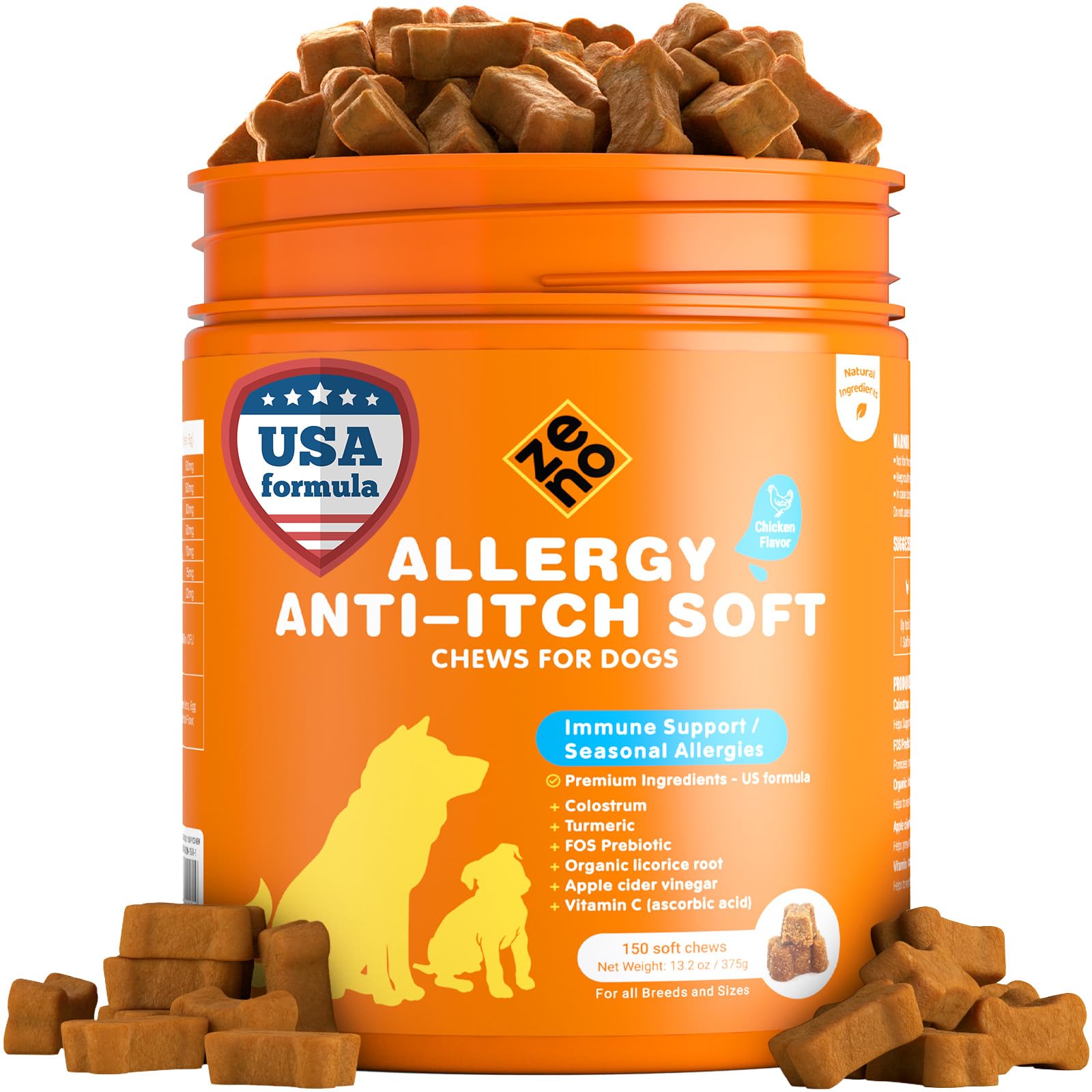 ZENO Dog Allergy Chews packaging hero emphasizes a trusted allergy relief option for dogs.