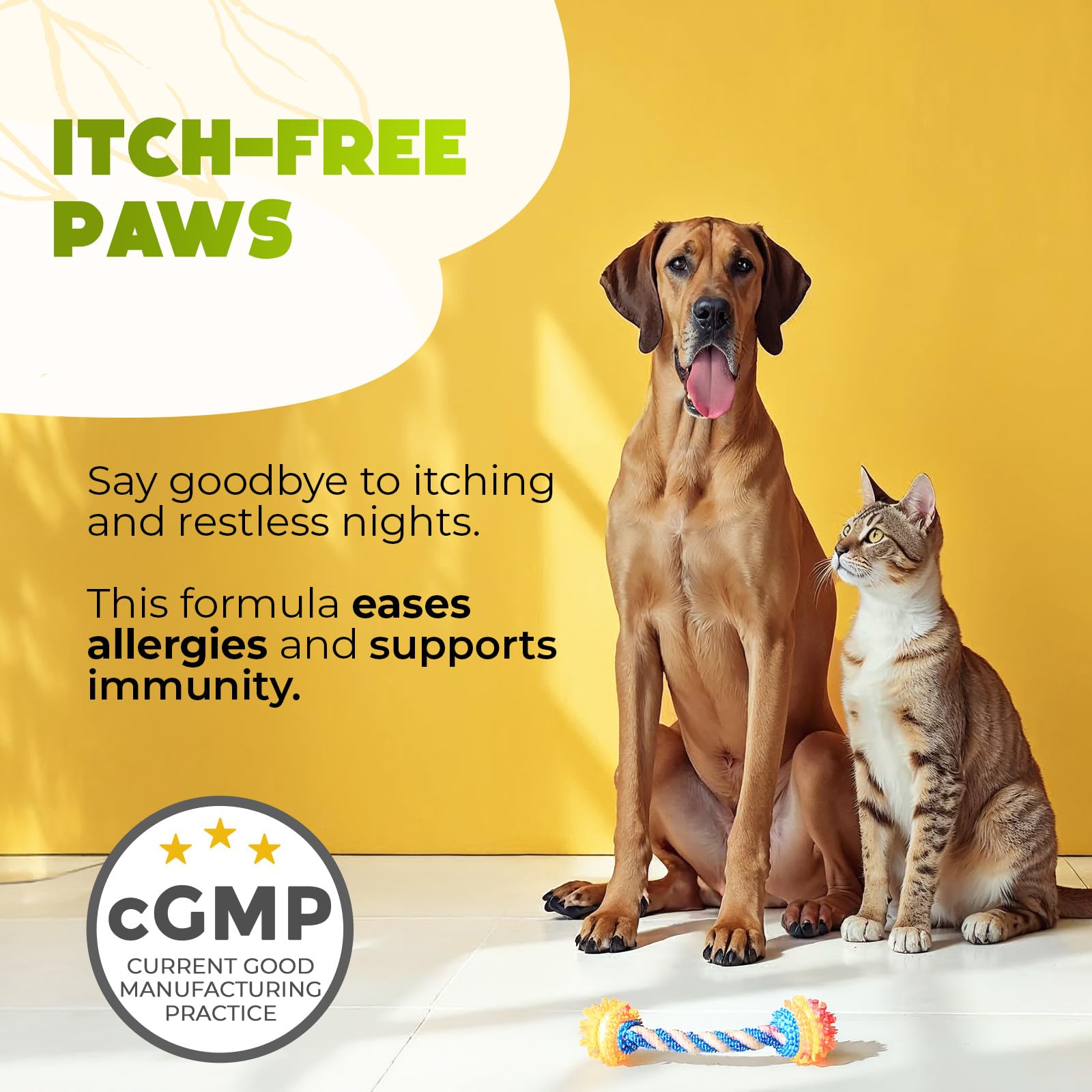 ZENO Dog Allergy Chews paw relief image signals faster onset and paw-itch relief potential.